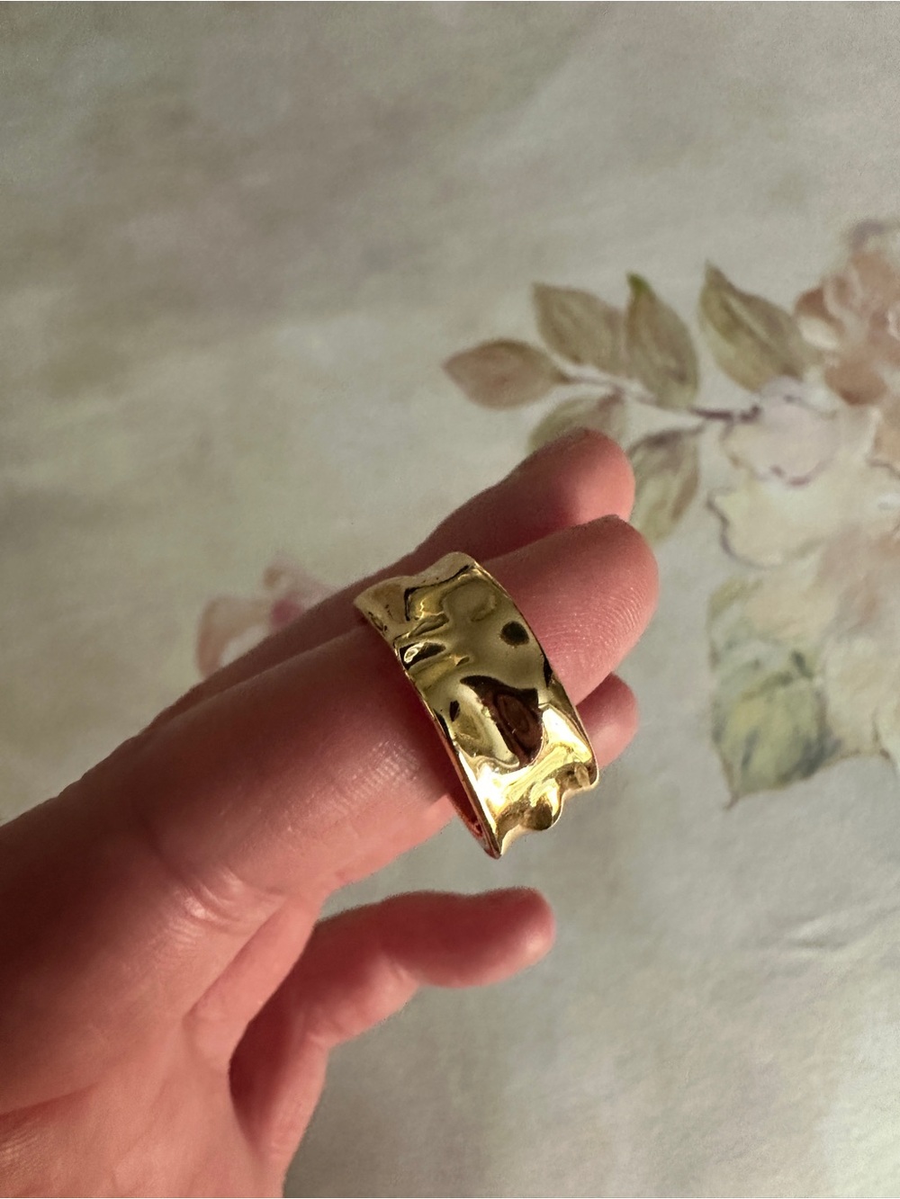 Gold Textured Wide Band Ring
